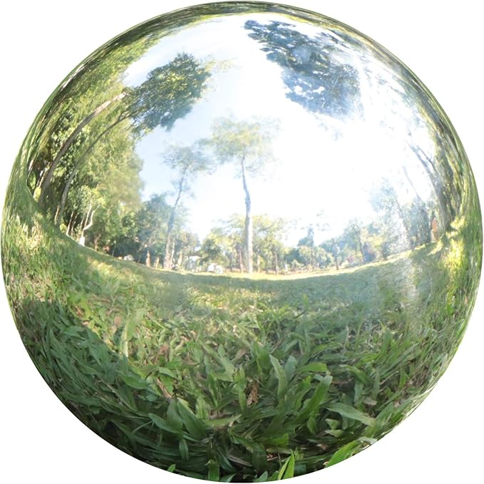 Gazing Balls for Garden, Home Outdoor Hollow Sphere Stainless Steel Gazing Globe Mirror Ball (8 Inch)