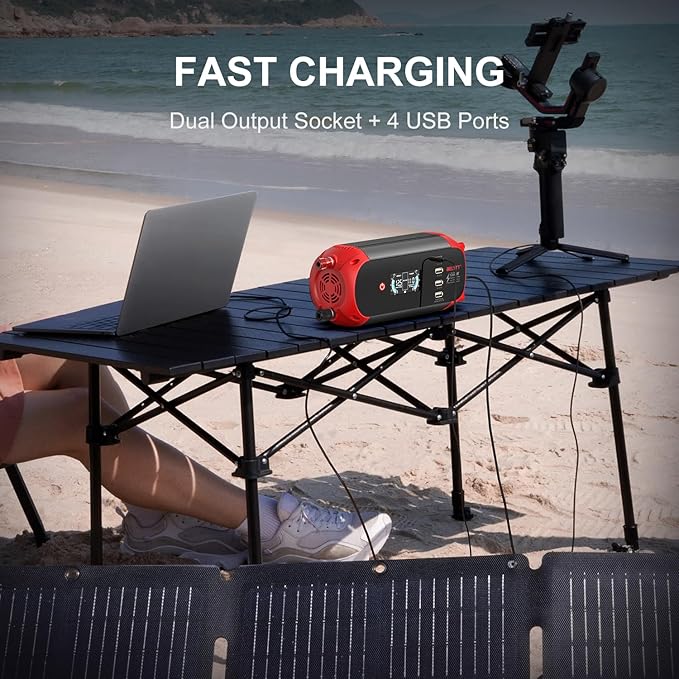 BELTTT 500W Car Power Inverter, DC 12V to 110V AC Power inverters for Vehicles with 2 AC Outlets, 4 USB Ports and LCD Digital Display, Car Plug Adapter Outlet Converter