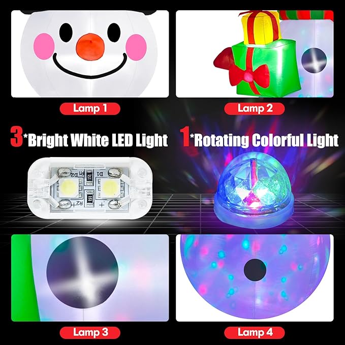 Danxilu 8 FT Christmas Inflatable Snowman Outdoor Decoration, Built-in Colorful LED Lights Xmas Inflatable Snow Man with Gift Box Blow Ups Yard Decoration for Outside Garden Lawn Holiday Party Decor