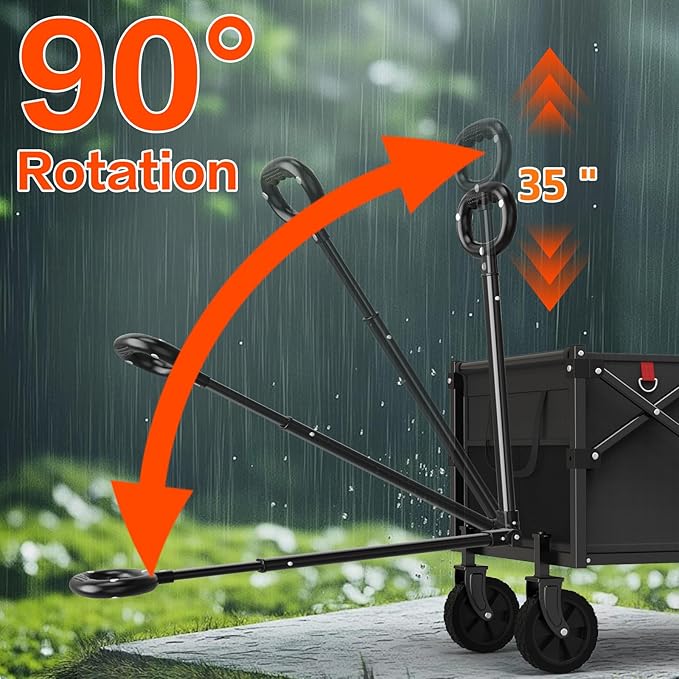 360LBS Heavy-Duty Wagons Carts Foldable 120L Collapsible Wagon Cart with Wheels and Tailgate, Folding Utility Wagon Carts for Groceries, Outdoor Camping, Shopping, Beach, Garden