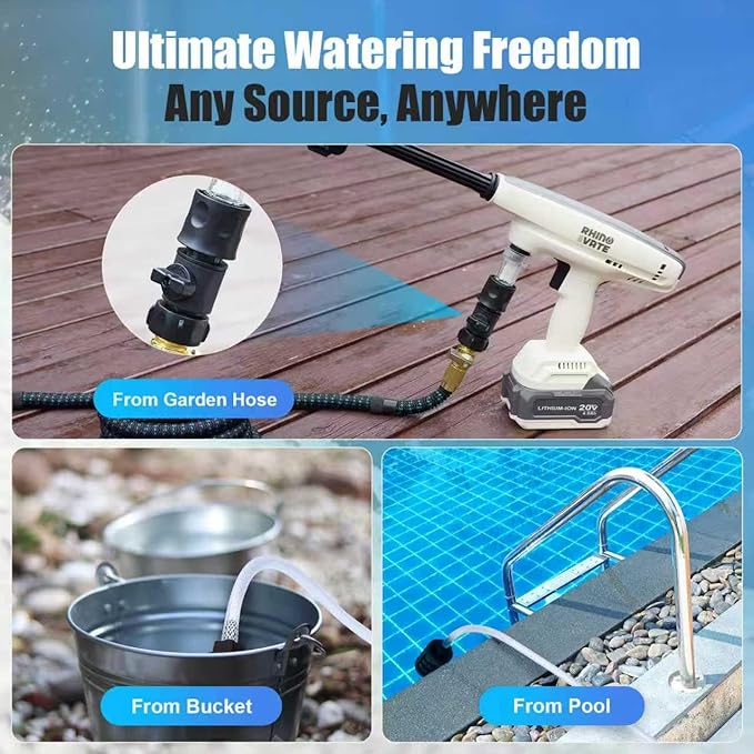 Cordless Pressure Washer, Portable Imapct Power Washer, 4.0Ah Battery Powered with Dual Water Source, 6-in-1 Nozzle, 16ft Detachable Hose, Lightweight and Long-Lasting, Designed for Light-Duty Tasks
