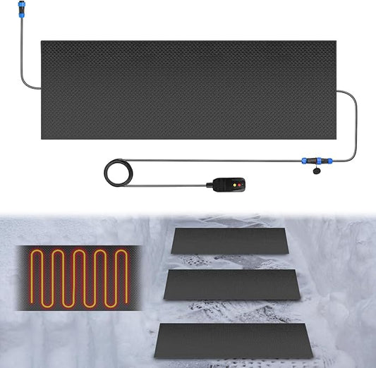 Snow Melting Mats Outdoor for Walkways, 20 x 60 in No-Slip Heated Outdoor Mats with 10 ft Power Cord, 3 in/h Speed Snow and Ice Melting Pads for Winter Backyards Snow Removal