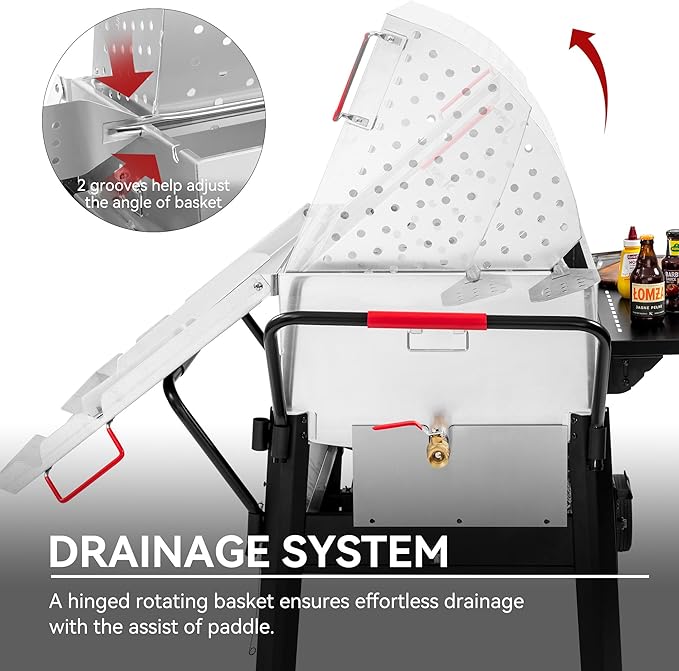 Creole Feast CFB2001 150 QT Crawfish Boiler, Outdoor Double Sack Propane Gas Crawfish Cooker with Foldable Cylinder Mounting Bracket and Stirring Paddle for Seafood & Crawfish Season, Black