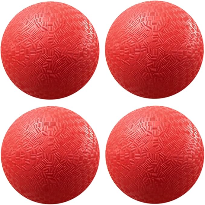 AppleRound 8.5-inch Dodgeball Playground Balls, Pack of 4 Balls with 1 Pump, Official Size for Dodge Ball, Handball, Camps and Schools