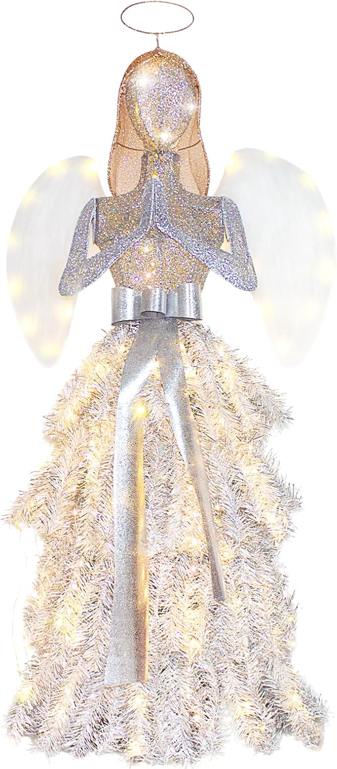 56" Angel with Wings Christmas Decoration for Indoor Outdoor，Christmas Angel Lighted up Decoration The Virgin Mary Law Yard Holiday Lights Display