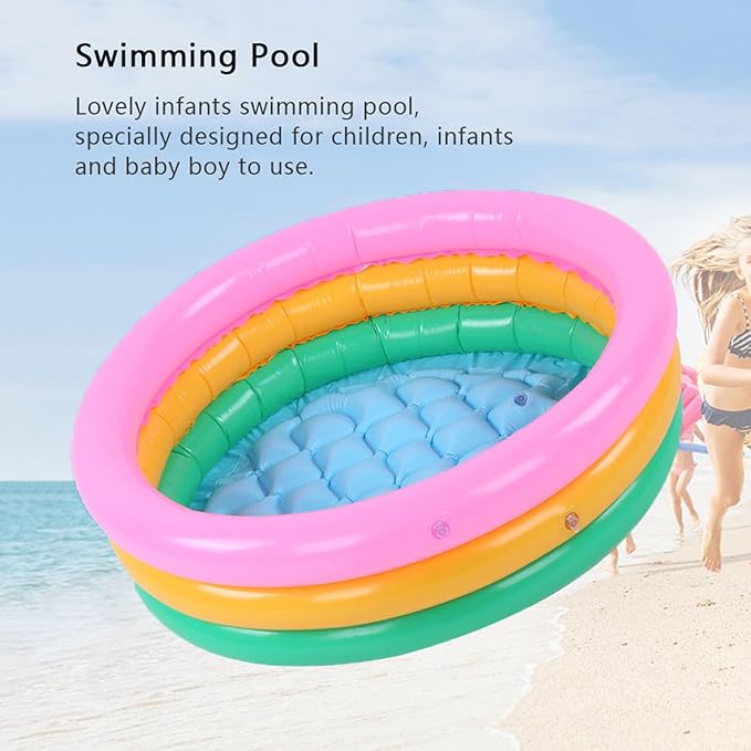 Children Swimming Pool, Round Shape Bright Color Baby Basin Pool, Inflatable Swimming Pool for Indoor (M)