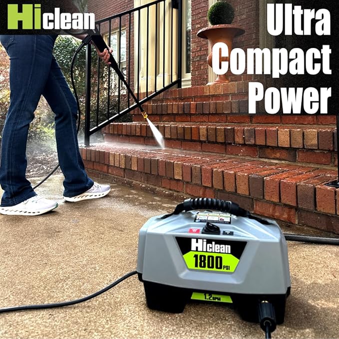 Electric Pressure Washer 1800 PSI - Portable Power Washer for Car Detailing, Patios, Fences and Outdoor Cleaning, Compact Design with Foam Cannon, Turbo and Fan Nozzles, ETL Certified