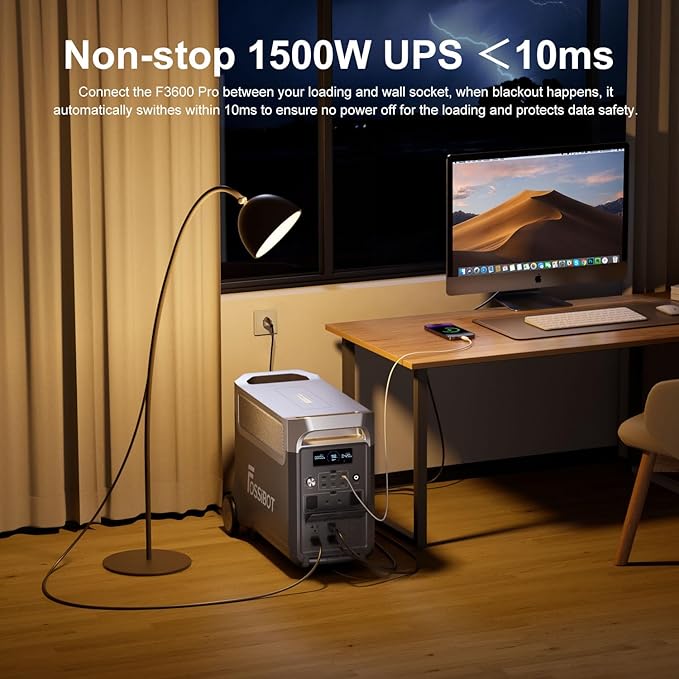 FOSSiBOT upgraded F3600 Pro +SP420W Portable Power Station Foldable Solar Panel 3600W Solar Generator & LiFePO4 Battery | 1.8H Fast Charge, 5x120V AC Outlets | for Home, Camping, RV, Emergencies