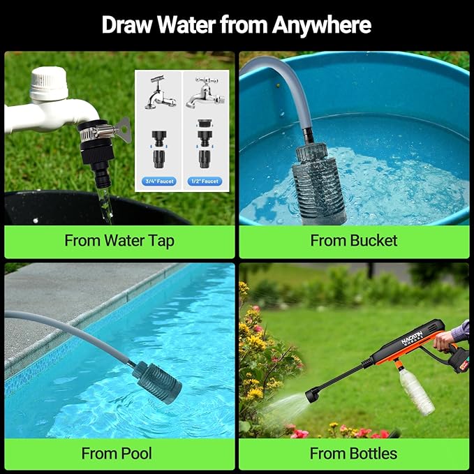 1200PSI Cordless Pressure Washer, 2X 4.0Ah Battery Power Washer with Triplex Plunger Pump & Pressure Settings, 500W Brushless Motor for Car Washing, Home Cleaning, Patio, Driveway