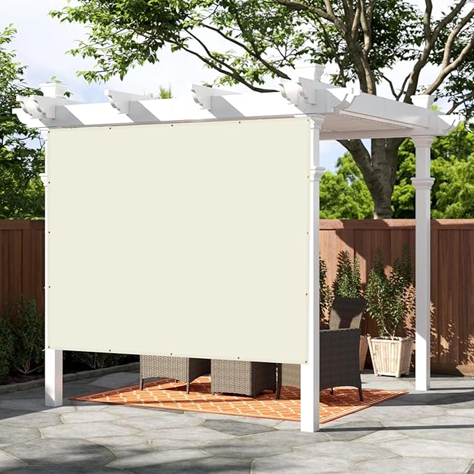 SUNNY GUARD Shade Cloth Custom Size 6x7 FT Sun Shade Screen Fabric Shade Cover Tarp with Grommets for Pergola Backyard Garden, Butter Cream(We Customized)