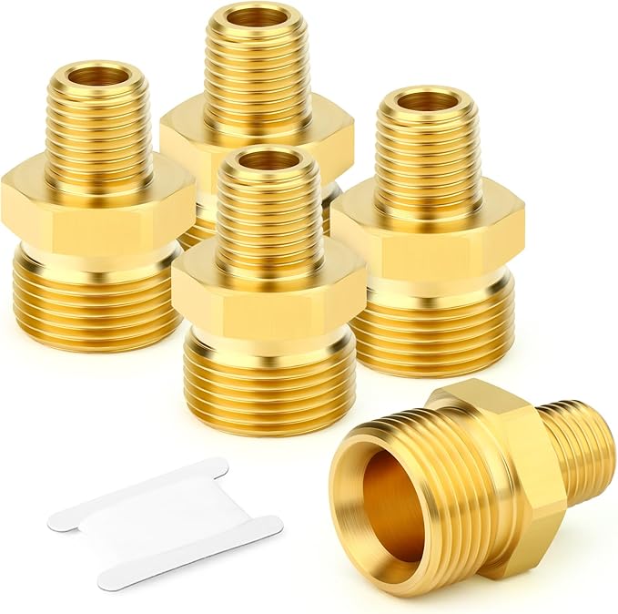 GASHER 5Pcs Brass M22 Pressure Washer Fitting,M22-14mm Male x 1/4"NPT Male Thread Fittings,For Pressure Washer Hose