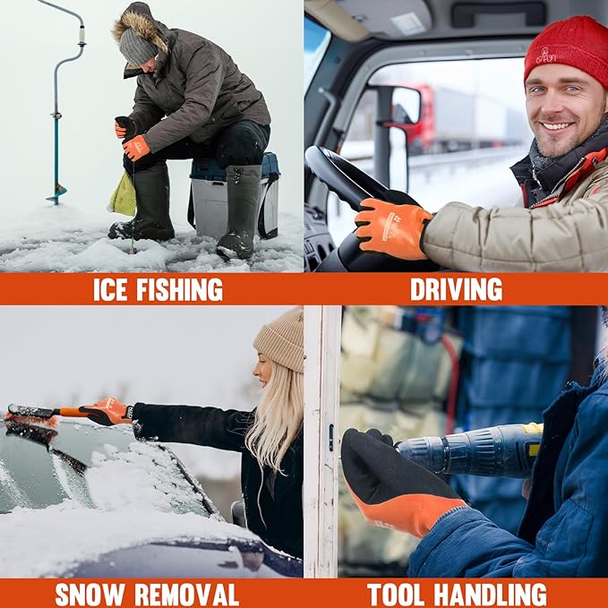 HANDLANDY Waterproof Work Gloves for Cold Weather, Insulated Winter Freezer Work Gloves with Grip for Men & Women