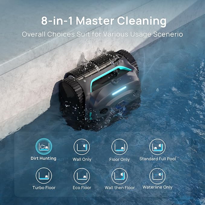 WYBOT C2 Vision AI Camera Cordless Pool Vacuum Robot for inground Pools, 8-in-1 Pool Cleaner, Ultra-fine Filtration, Brushless Motor Powerful Suction, Wall Climbing, Waterline Cleaning, Gray Green
