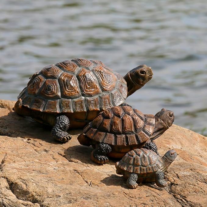 Danmu 1Pc of Polyresin Tortoise Statue Garden Statues, Outdoor Statues, Garden Ornaments, Yard Statue for Home and Fairy Garden Decor (M 7 4/5" x 5 1/2" x 3 9/10")