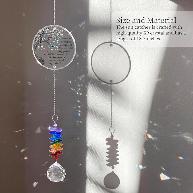 Memorial Suncatcher - Sympathy Gift for Loss of Loved One - Crystal Rainbow Maker - Bereavement Keepsake - Hanging Crystal Decor - Loss of Family Friend Pet - Ornament