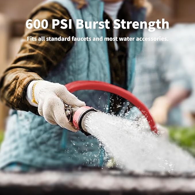 Garden Hose 75ft x 3/4” Hot Water Hose, Heavy Duty -50°F to 190°F,Burst 600Psi Flexible Upgraded Rubber Hoses,3/4” Solid Fittings for All-weather Outdoor Lawn & Garden