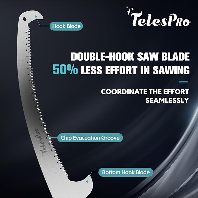 Extendable Tree Trimmer: Manual Pole Saw | 5-12ft Telescoping Pruning Pole for Tree Trimming | Saw Attachment, Safety Goggles, and Gloves Included | Trim Branches up to 2" Diameter