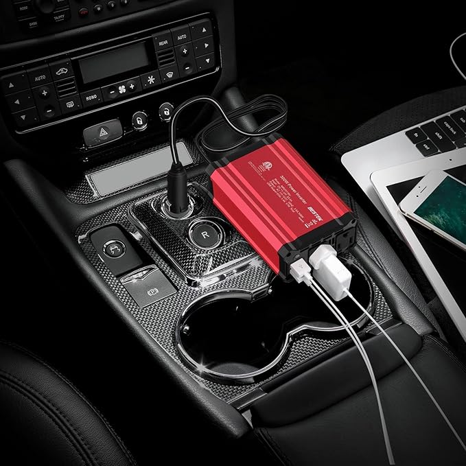 BESTEK 400W Car Power Inverter, DC 12V to 110V Car Inverter with 2 AC Outlets and 3.4A Dual USB Ports, Car Plug Adapter Outlet Converter