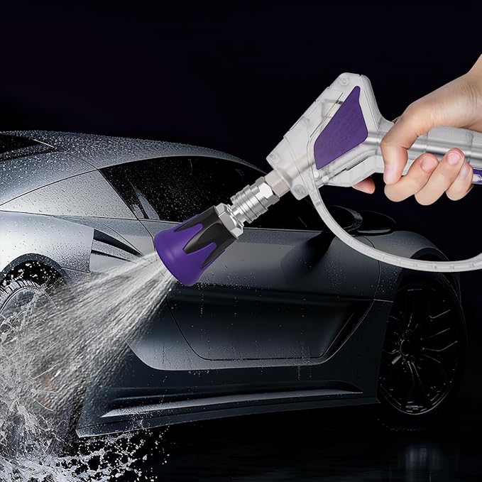 Short Pressure Washer Gun, Swivel Power Washer Gun 4060 PSI, Stubby Pressure Washer Gun with 3/8" Smooth & 1/4" Quick Connector Coupler Compatible with Hose Foam Cannon Car Wash Foam Gun