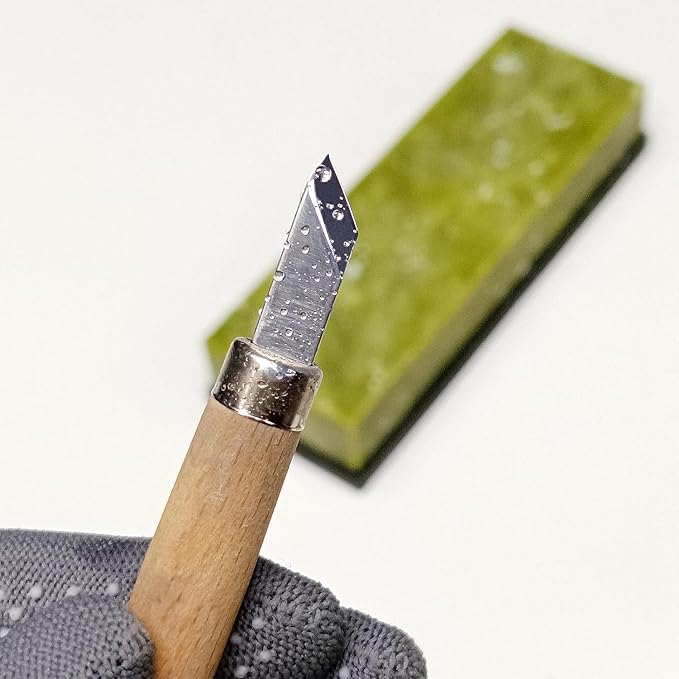 Knife Sharpening Stone,10000 Grit Sharpener Whetstone Final Fine Polishing Natural Green Honing Oilstone for, Knives Tools,Cutting Tools, Angle Guide and Non-Slip Rubber Base (SET-D) ﻿