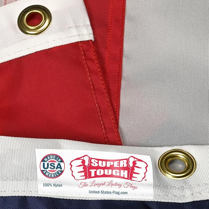 Super Tough 2.5ft x 4ft Nylon American Flag, Made in the USA, Embroidered Stars, Sewn Stripes