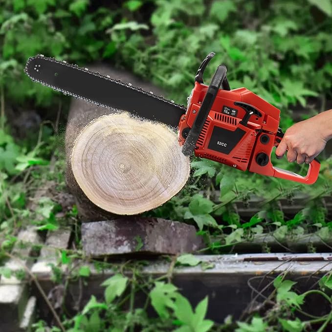 Gas Chainsaw, 2Stroke/4Stroke Gasoline Chainsaw Power Chain Saws Handheld Cordless Petrol Chainsaws For Wood Cutting Forest Felling Tree Pruning Shrub Pruning (2Stroke 20In 2200W 52CC)