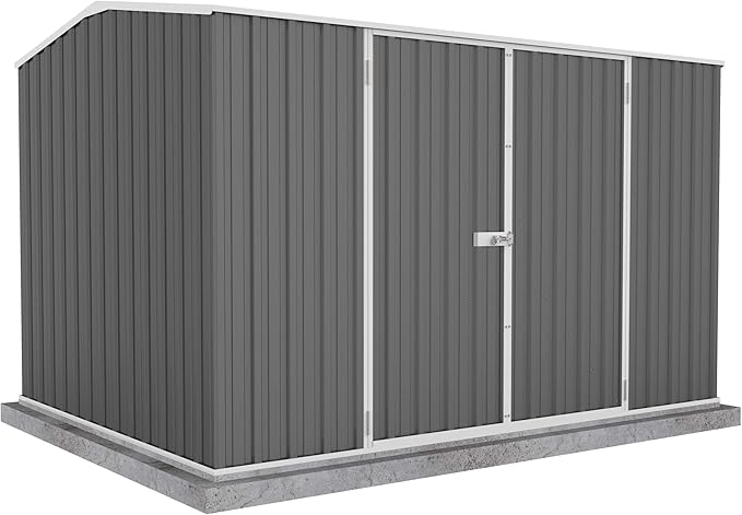 Absco Premier Storage Sheds, 10'x7' Metal Garage, DIY Backyard Shed, Utility Tool Storage, Weather & Wind Resistant Aluminum Panels & Steel Frame, Maintenance-Free, 12 Year Warranty, Woodland Gray