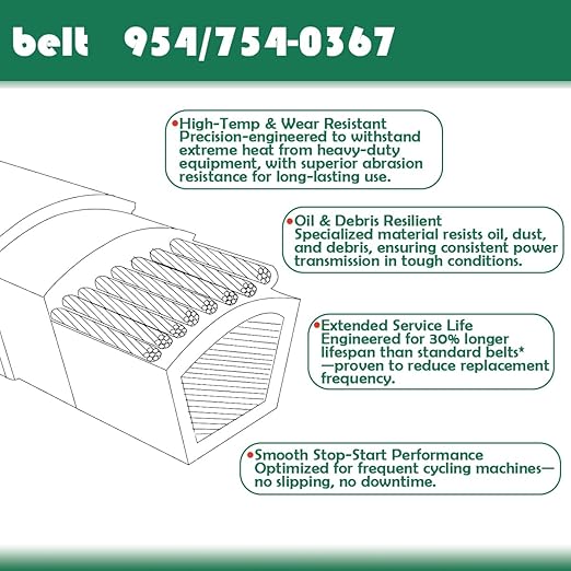 754-0367 954-0367 Drive Belt 3/8 x 34 inch v Belt Replacement MTD Snow Thrower 21130SE 826 926E Oregon 75-091 Stens 265-013,75-157,265-256, 13288, 230-3256, B17540367(2 Pack)