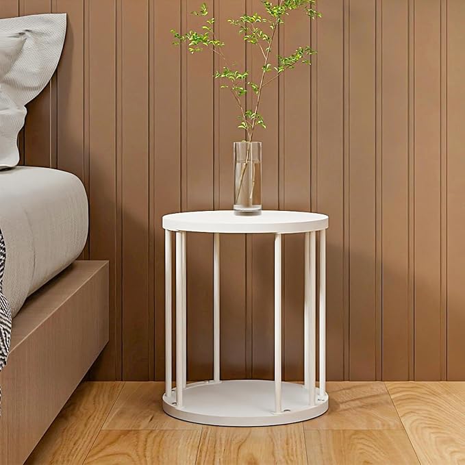 HDANI Small Round Wooden Step Stool for Kids Adults, 300lbs Load Capacity Garden Stool, Non-Slip Small Stool for Plant Stand, Kitchen, Bathroom and Bedroom, White