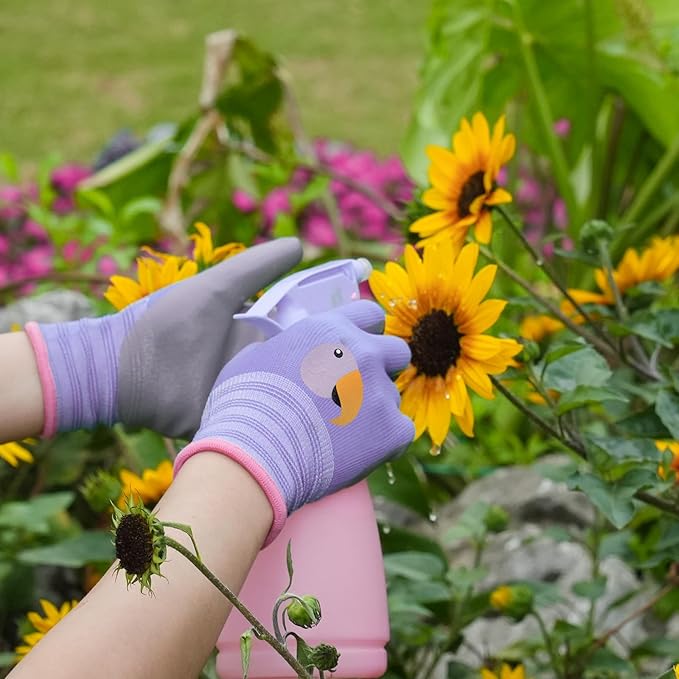 ANDANDA Kids Gardening Gloves, Nitrile Coated Children Yard Work Gloves with Grip, Suitable for Toddlers, Children, Girl, Boy