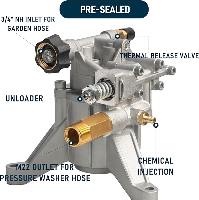 Hourleey 7/8" Shaft Vertical Pressure Washer Pump, 3400PSI 2.5GPM, Replacement Pump for Power Washer Kit, Compatible with Honda, Simpson, RYOBI, Briggs & Stratton, Subaru, Craftsman
