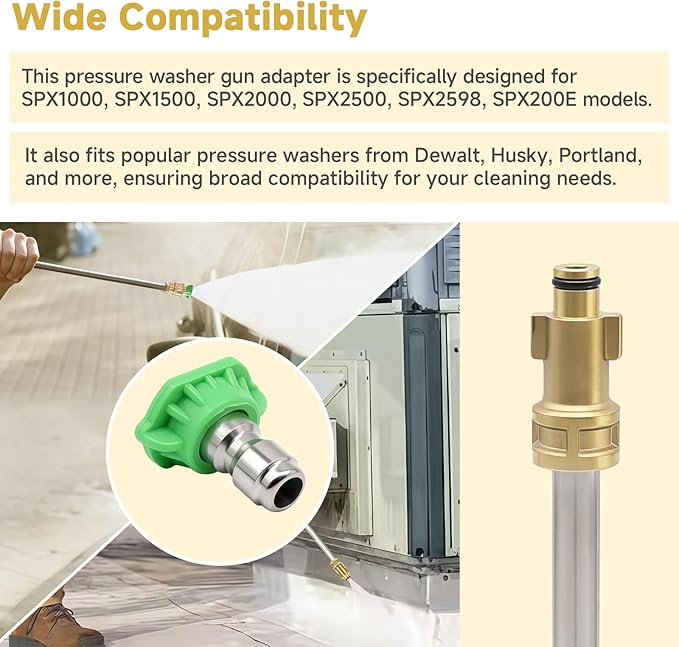 Pressure Washer Adapter with 1/4" Quick Connect and 5 Nozzles, 6" Metal Adapter Replacement Compatible with Ryobi, Dewalt, Husky, Portland and Harbor Freight, 3000 PSI