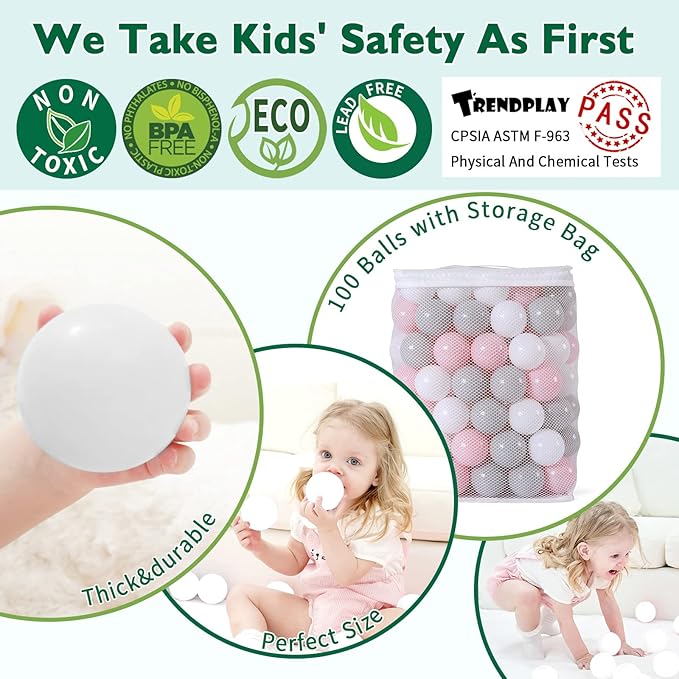 TRENDPLAY Plastic Balls for Ball Pits 2.2 Inch, Pack of 50 100 200 500 Hollow Balls, Perfect for Toddler Baby Pools,Party,Festival Decoration