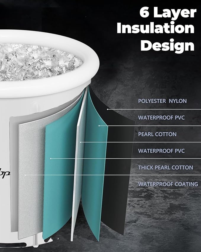 XL Ice Bath Tub for Athletes & Adults - 105 Gallons Ice Tub, Cold Plunge Tub with Cover, Ice Plunge Tub for Recovery & Cold Water Therapy, Inflatable Ice Bath Barrel for Indoor Outdoor- Grey