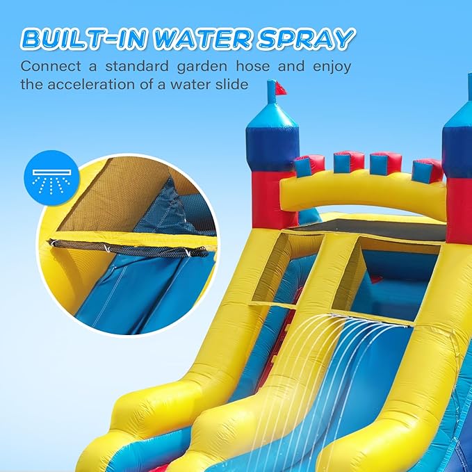 JOYMOR Commercial Grade Inflatable Water Slide with Splash Pool for Kids and Adults, 100% PVC Vinyl Inflatable Water Park for Outdoor Fun Backyard (23 x 9 x 14ft), Without Blower