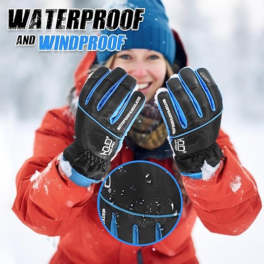 HANDLANDY Insulated Work Gloves Waterproof for Men Women, 3M Thinsulate Ski Gloves Winter Cold Weather Work Gloves Touchscreen (Medium, Black)