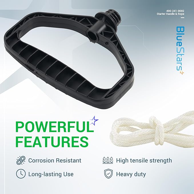 BlueStars 490-241-0002 Snowblower Starter Handle Rope Replacement Part - Compatible with Most MTD Two-Stage Snow Blowers