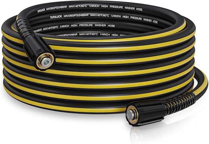 Flexible Pressure Washer Hose 25ft - 1/4" Non Kinking Power Washer Hose For Pressure Washer,3600psi M22-14mm High Pressure Hose Extension
