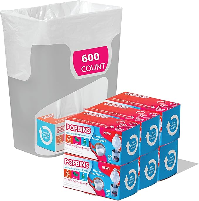 Trash Bags - Small Garbage Bags, Clear Trash Can Liners for Bathroom Bins, Bedroom, Office & Kitchen Waste, Multi-Purpose Household Wastebasket Cleaning Supplies - 2.6 Gallon, Pack of 20
