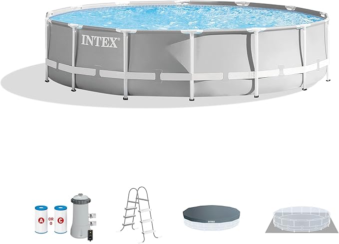 Intex 26719EH Prism Frame Premium Above Ground Swimming Pool Set: 14ft x 42in – Includes 1000 GPH Cartridge Filter Pump – SuperTough Puncture Resistant – Rust Resistant – 3357 Gallon Capacity