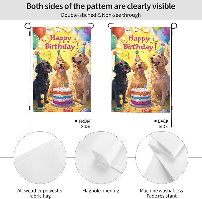 Birthday Dog Garden Flag Vertical Double Sided Outdoor Yard Flags 12.5x18 Inch Burlap Banners Vertical Double Sided for Outdoor Decor Lawn