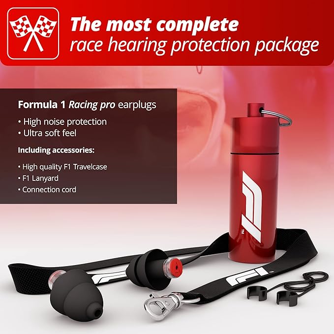 Alpine Formula 1 Earplugs - Reusable Hearing Protection for Race Events and Loud environments - Noise Reduction of 22dB - Ultra Soft Comfort Filter Hearing Protection - Official F1 Product