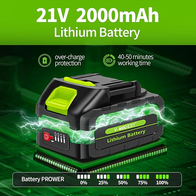 Cordless Hedge Trimmer with 21V, 2000mAh Battery, 2 in 1 Handheld Cordless Electric Hedge Trimmer, Grass Shear with Rechargeable Battery and Charger for Yard, Lawn