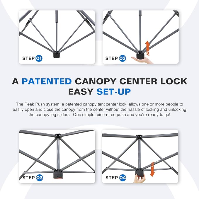 EAGLE PEAK 17x10 Pop up Gazebo Canopy Tent Outdoor Instant Canopy Shelter with Adjustable Dual Half Awnings (Blue)
