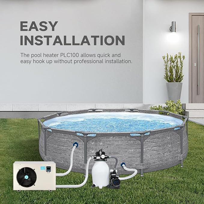 Swimming Pool Heat Pump, Pool Heater for In-Ground and Above Ground Pools, Max Output 37960BTU, Electric Heater Pump for Pools, Inverter Heating System, 208~230V/60Hz