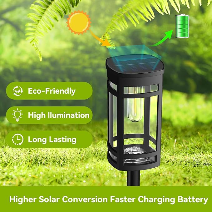 EXCMARK 12 Pack Solar Lights Outdoor Waterproof for Garden Pathway Walkway Driveway Yard Lawn Decorative Landscape Lighting. (Cool White Light, 12)