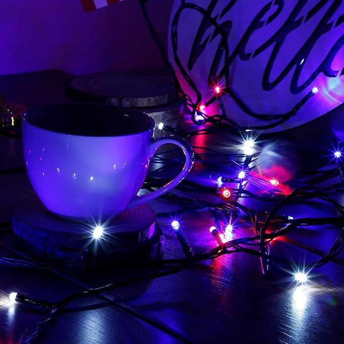 HOME LIGHTING 200 LED 66FT Fairy String Lights, July 4th Patriotic Light with 8 Lighting Modes, Mini Lights Plug in for Indoor Outdoor Independence Day Tree Holiday Party Decor, Red Blue & White