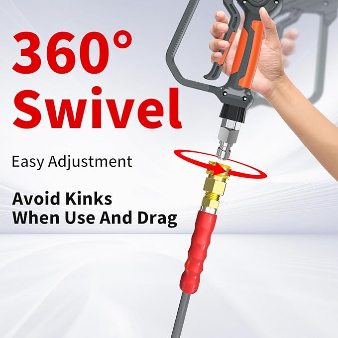 Pressure Washer Hose 200FT, 4200PSI 1/4 Inch Kink Resistant Power Washer Extension Hose, Flexible Heavy Duty Replacement Hose, Compatible with M22 14mm Fittings, High Tensile Wire Braid