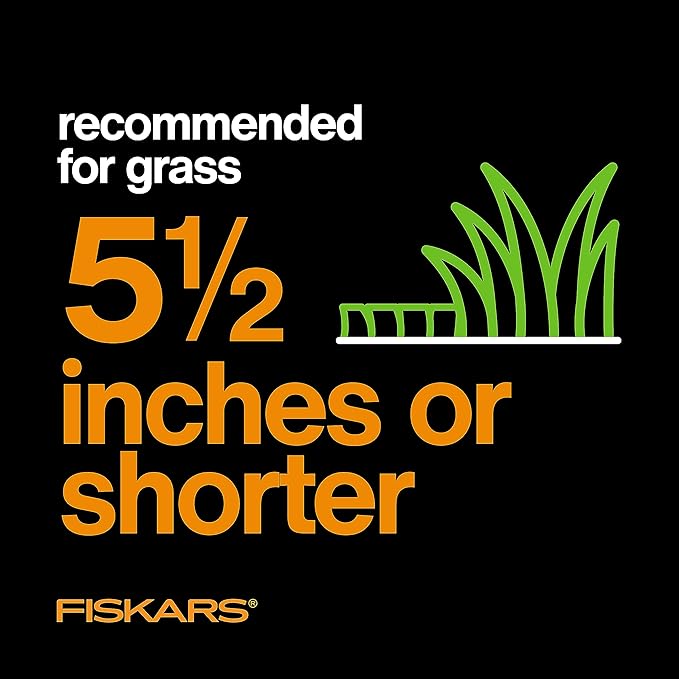 Fiskars Push Mower, Cut Width Manual Reel Mower with No Motor, Eco-Friendly Manual Reel Lawn Care, 18", Black