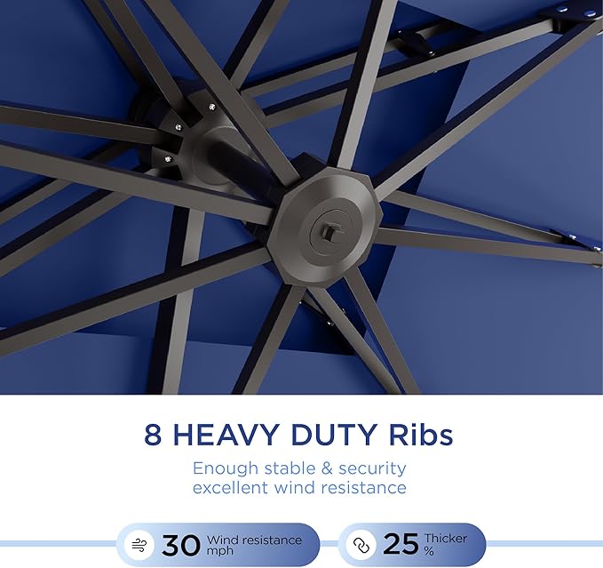 10' X 13' Patio Umbrella Outdoor Large Rectangle Offset Cantilever Umbrellas Double Top Heavy Duty Windproof with 360-degree Rotation for Pool Garden Deck